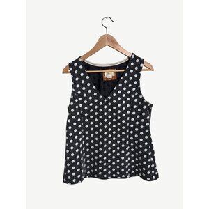 Anthropologie Maeve Black and White Polka Dot Jaquard Tank, Sz Large